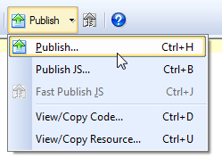 Pop up Menu Pop up Menu - Publish Menu